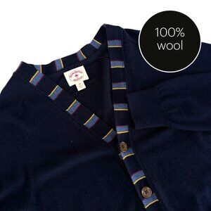 BROOKS BROTHERS Red Fleece Navy Wool Cardigan Classic Preppy m